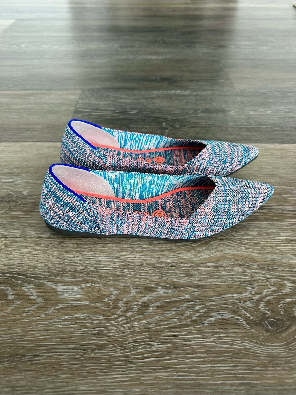 Rothy's Original Point Flats in Coral & Blue - Picture 2 of 3